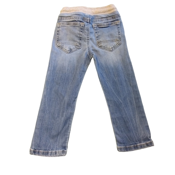 Cat & Jack faded and distressed straight leg jeans with drawstring waist 3T - Picture 3 of 3